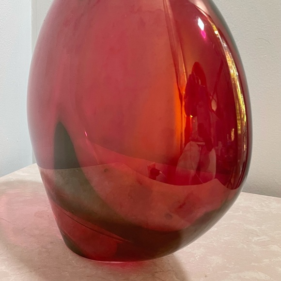 Vintage Krosno Poland Red Glass Vase Modernist - Picture 5 of 7